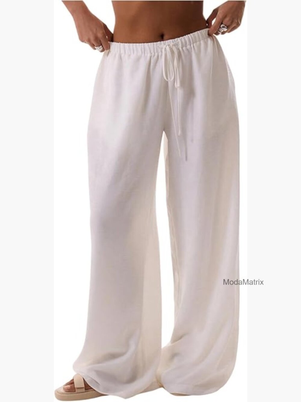 Wide Leg Linen Beach Cover Up Pants Swimsuit Coverup Summer